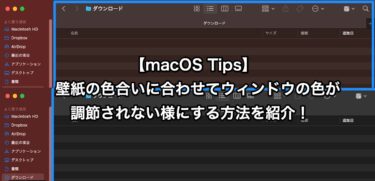 【macOS Tips】壁紙の色合いに合わせてウィンドウの色が調節されない様にする方法を紹介！