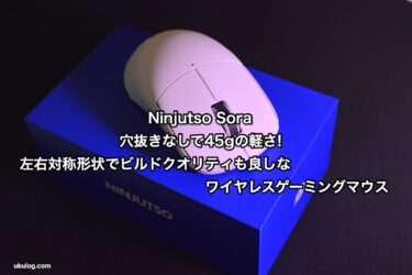【Ninjutso Sora】穴抜きなしで45gの軽さ!左右対称形状でビルドクオリティも良しなワイヤレスゲーミングマウスをレビュー